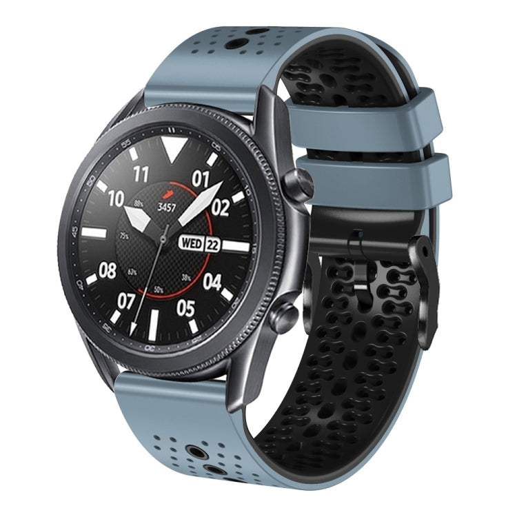22mm Perforated Two-Color Silicone Watch Band, For Samsung Galaxy Watch3 45mm, For Samsung Galaxy Watch 46mm