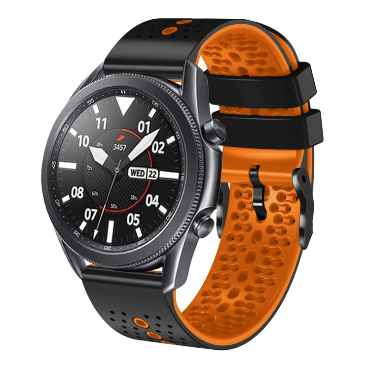 22mm Perforated Two-Color Silicone Watch Band, For Samsung Galaxy Watch3 45mm, For Samsung Galaxy Watch 46mm
