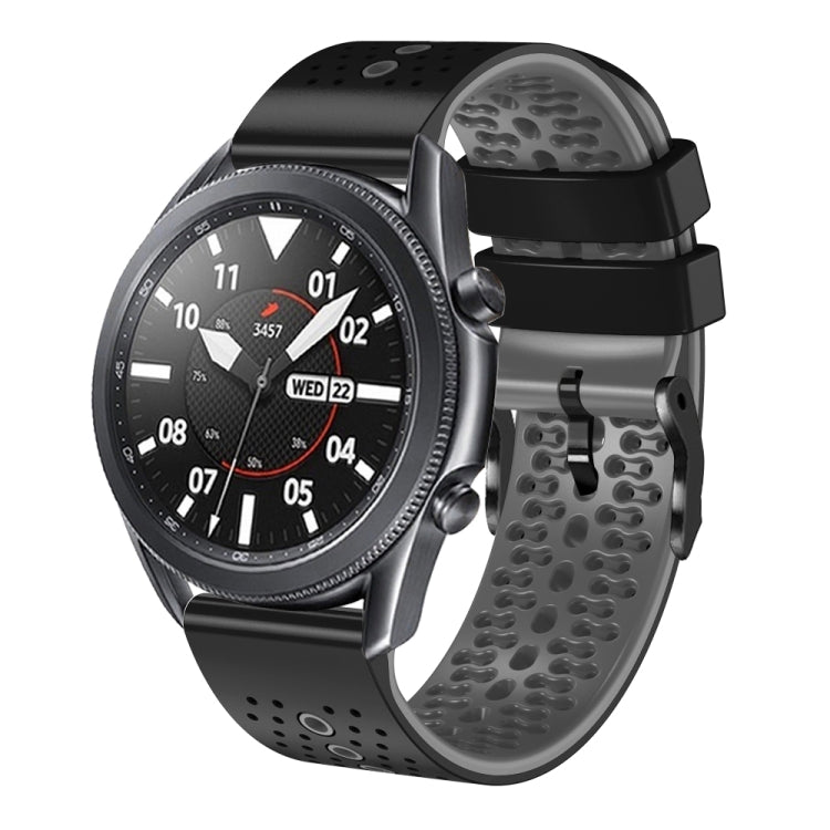 22mm Perforated Two-Color Silicone Watch Band, For Samsung Galaxy Watch3 45mm, For Samsung Galaxy Watch 46mm