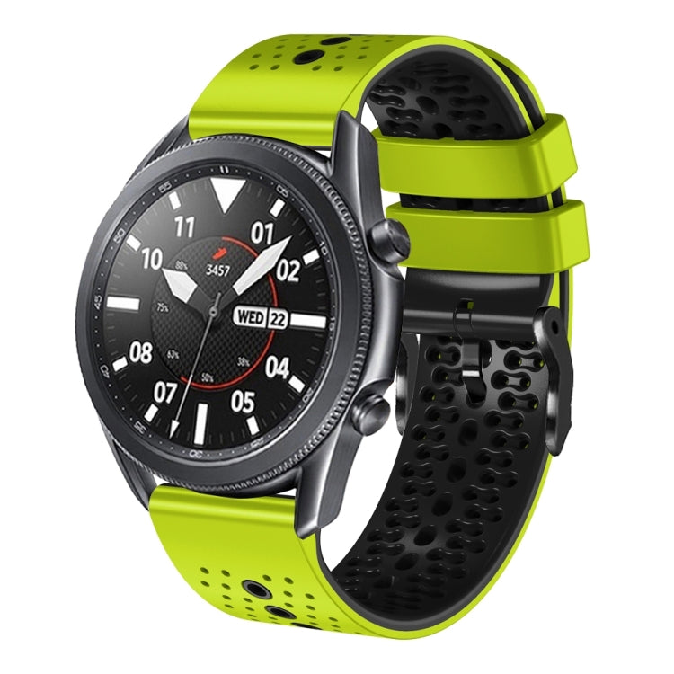 22mm Perforated Two-Color Silicone Watch Band, For Samsung Galaxy Watch3 45mm, For Samsung Galaxy Watch 46mm