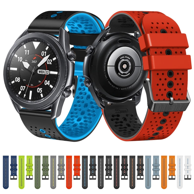 22mm Perforated Two-Color Silicone Watch Band, For Samsung Galaxy Watch3 45mm, For Samsung Galaxy Watch 46mm