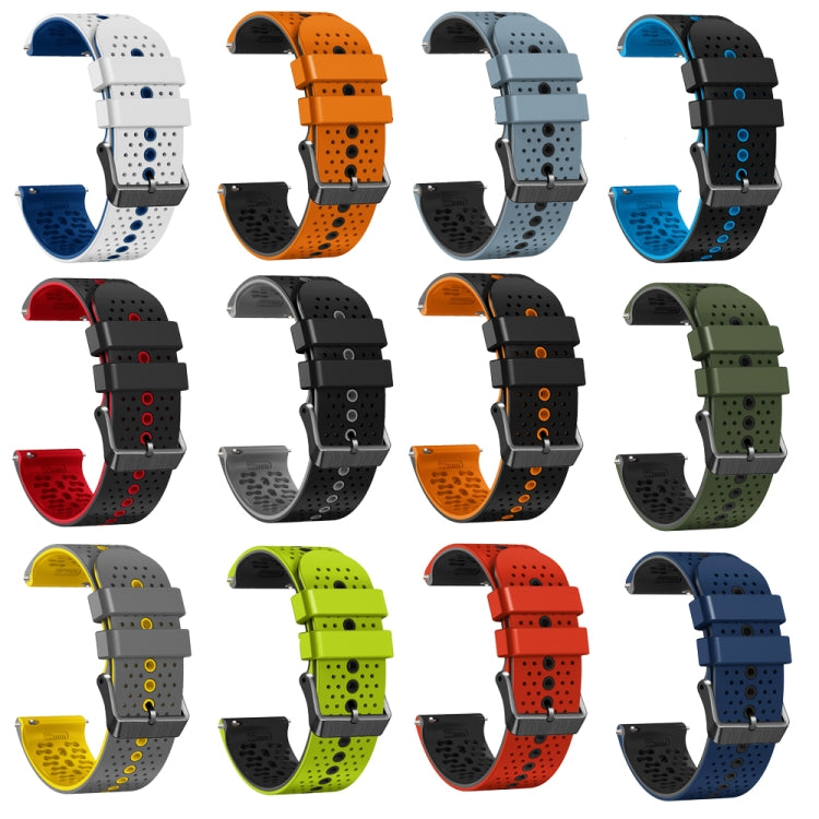 22mm Perforated Two-Color Silicone Watch Band, For Samsung Galaxy Watch3 45mm, For Samsung Galaxy Watch 46mm