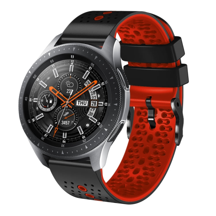 22mm Perforated Two-Color Silicone Watch Band, For Samsung Galaxy Watch3 45mm, For Samsung Galaxy Watch 46mm