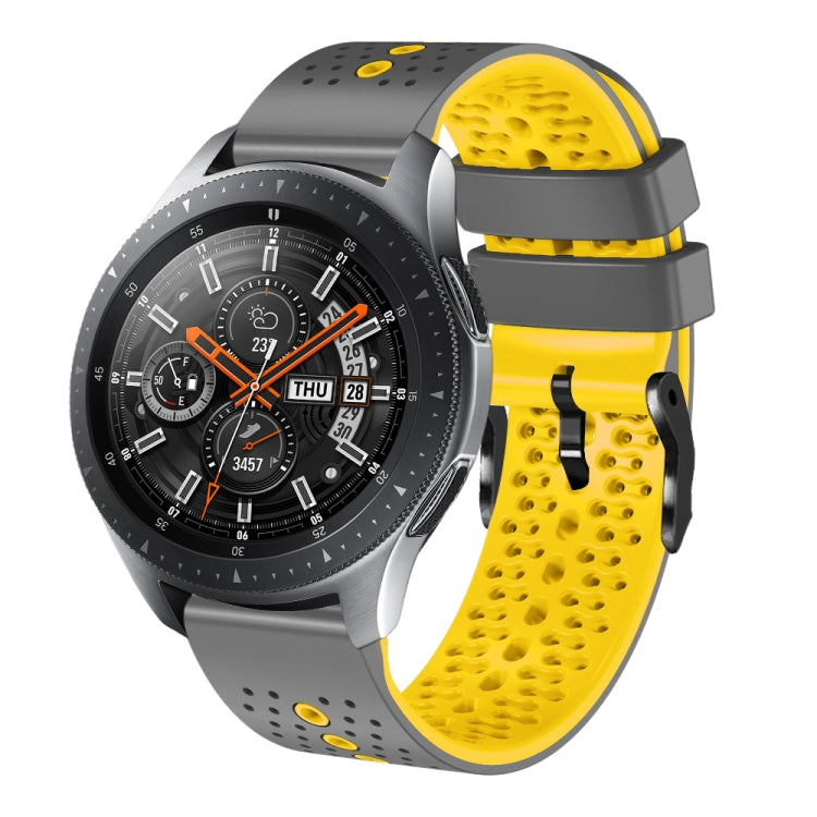 22mm Perforated Two-Color Silicone Watch Band, For Samsung Galaxy Watch3 45mm, For Samsung Galaxy Watch 46mm