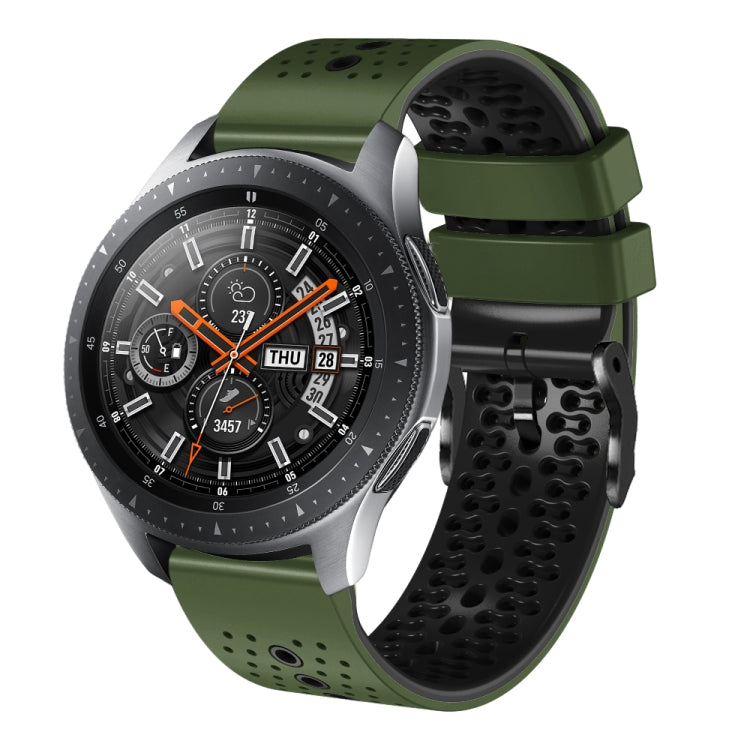 22mm Perforated Two-Color Silicone Watch Band, For Samsung Galaxy Watch3 45mm, For Samsung Galaxy Watch 46mm