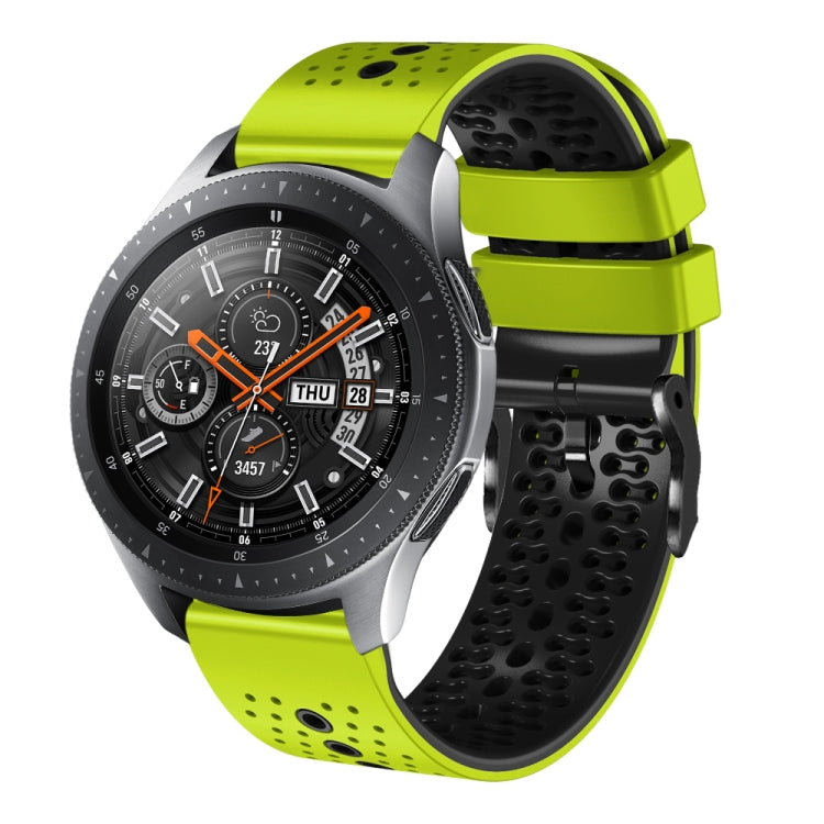 22mm Perforated Two-Color Silicone Watch Band, For Samsung Galaxy Watch3 45mm, For Samsung Galaxy Watch 46mm
