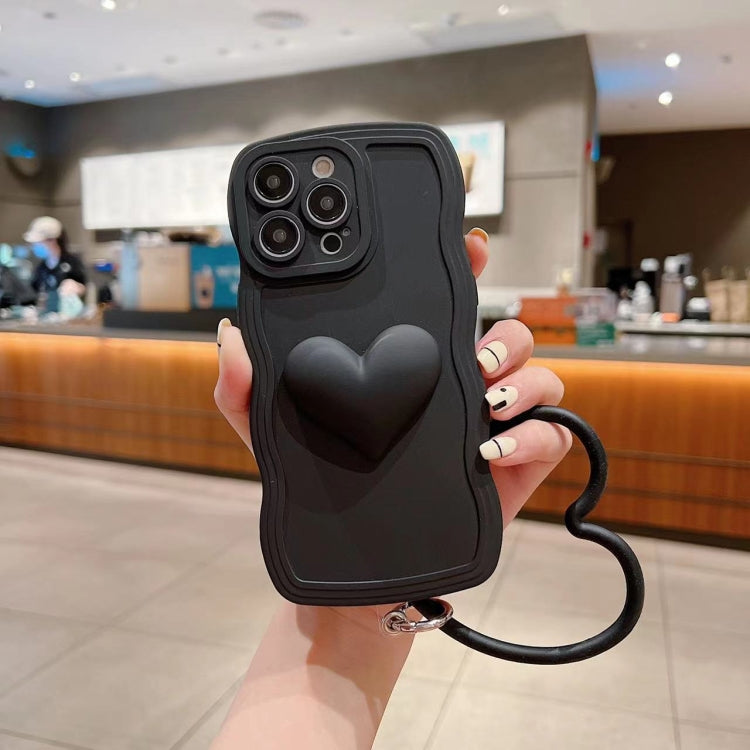3D Heart Skin-Feel Silicone Phone Case with Wristband, For iPhone 11 Pro Max, For iPhone 11 Pro, For iPhone 11