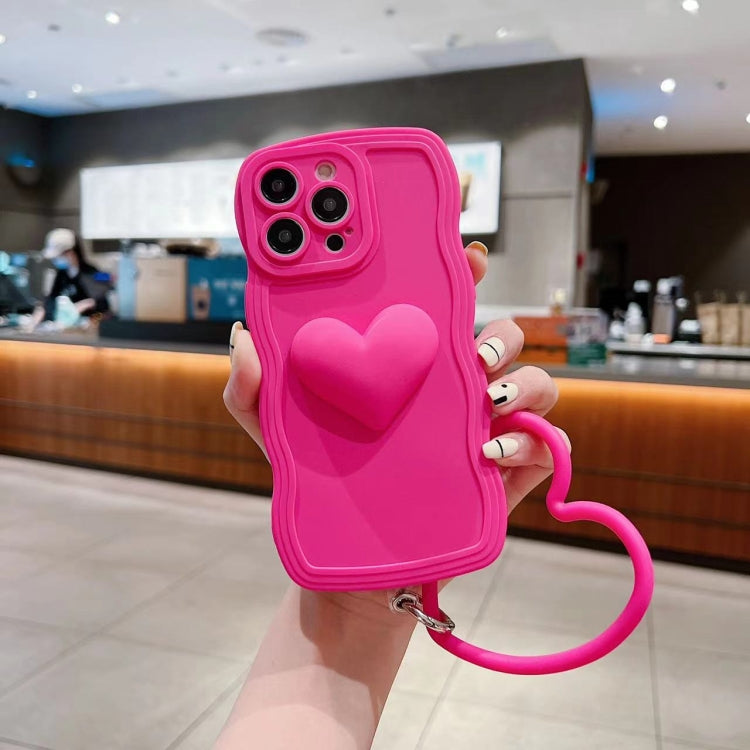 3D Heart Skin-Feel Silicone Phone Case with Wristband, For iPhone 11 Pro Max, For iPhone 11 Pro, For iPhone 11