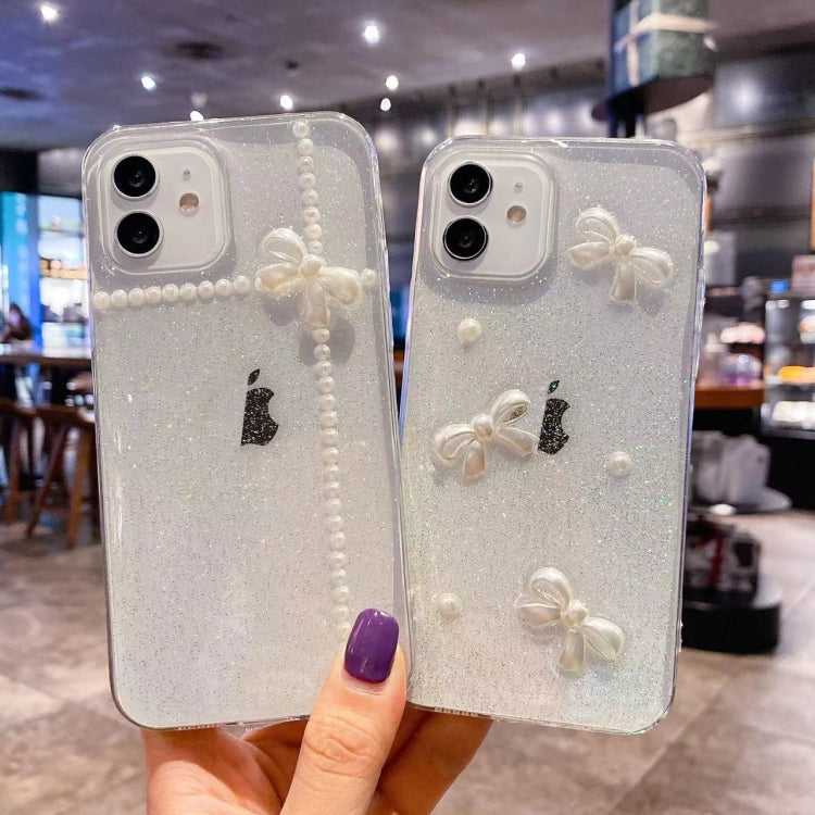 Pearl Bow Glitter Epoxy TPU Phone Case, For iPhone 11 Pro Max, For iPhone 11 Pro, For iPhone 11