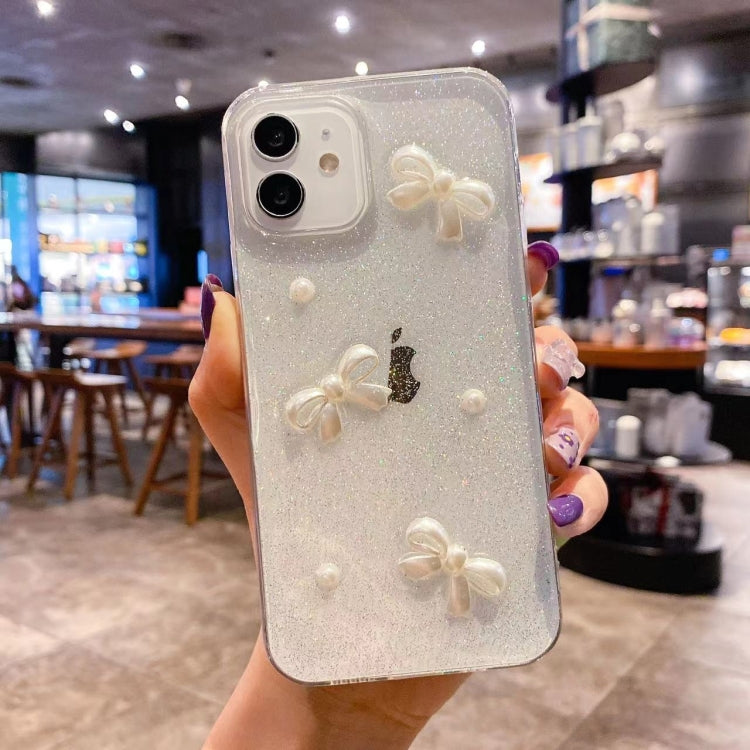 Pearl Bow Glitter Epoxy TPU Phone Case, For iPhone 11 Pro Max, For iPhone 11 Pro, For iPhone 11