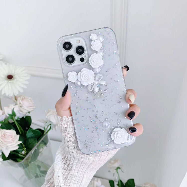 3D Pearl Bow Rose Glitter Epoxy TPU Phone Case, For iPhone 11 Pro Max, For iPhone 11 Pro, For iPhone 11