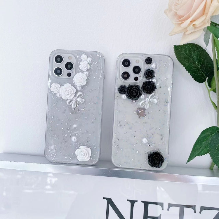 3D Pearl Bow Rose Glitter Epoxy TPU Phone Case, For iPhone 11 Pro Max, For iPhone 11 Pro, For iPhone 11