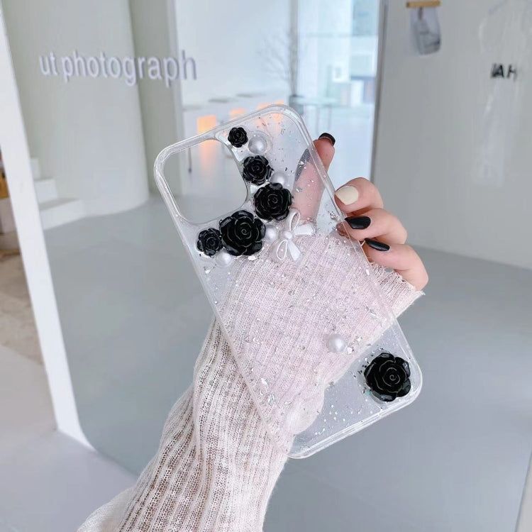 3D Pearl Bow Rose Glitter Epoxy TPU Phone Case, For iPhone 11 Pro Max, For iPhone 11 Pro, For iPhone 11