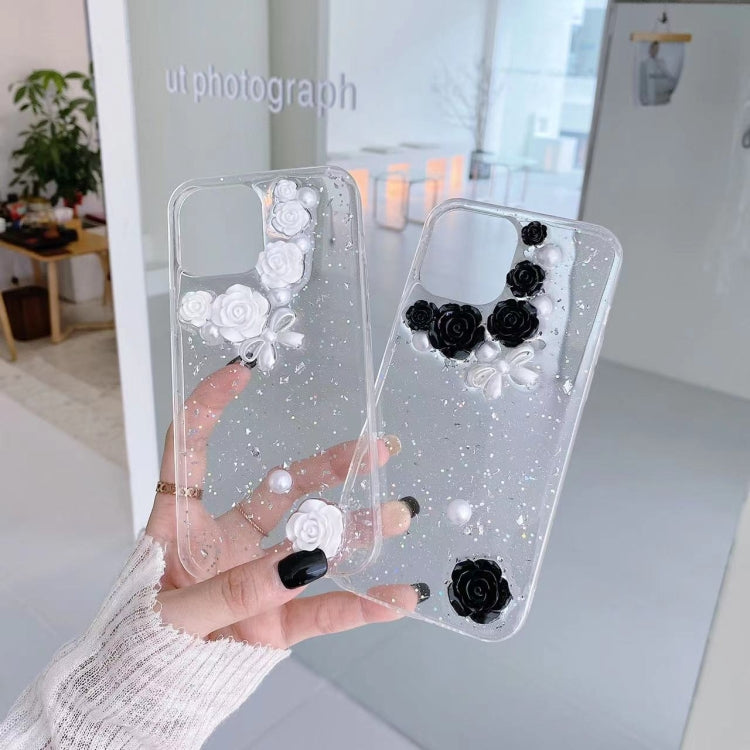 3D Pearl Bow Rose Glitter Epoxy TPU Phone Case, For iPhone 11 Pro Max, For iPhone 11 Pro, For iPhone 11