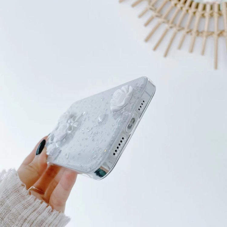 3D Pearl Bow Rose Glitter Epoxy TPU Phone Case, For iPhone 11 Pro Max, For iPhone 11 Pro, For iPhone 11