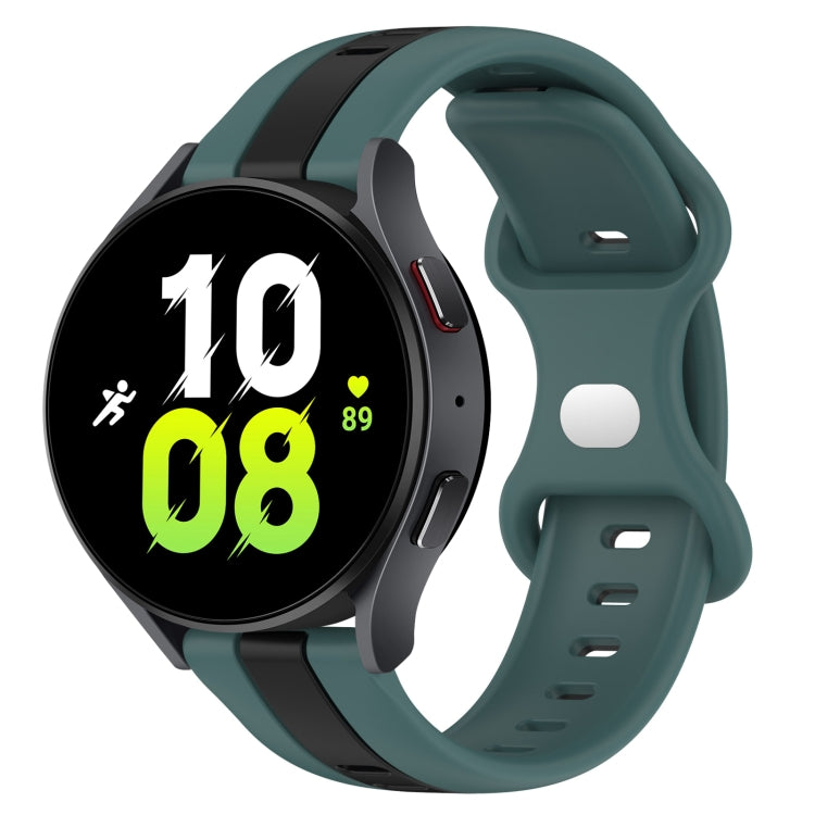 20mm Butterfly Buckle Two-Color Silicone Watch Band, For Samsung Galaxy Watch5 44mm, For Samsung Galaxy Watch5 40mm