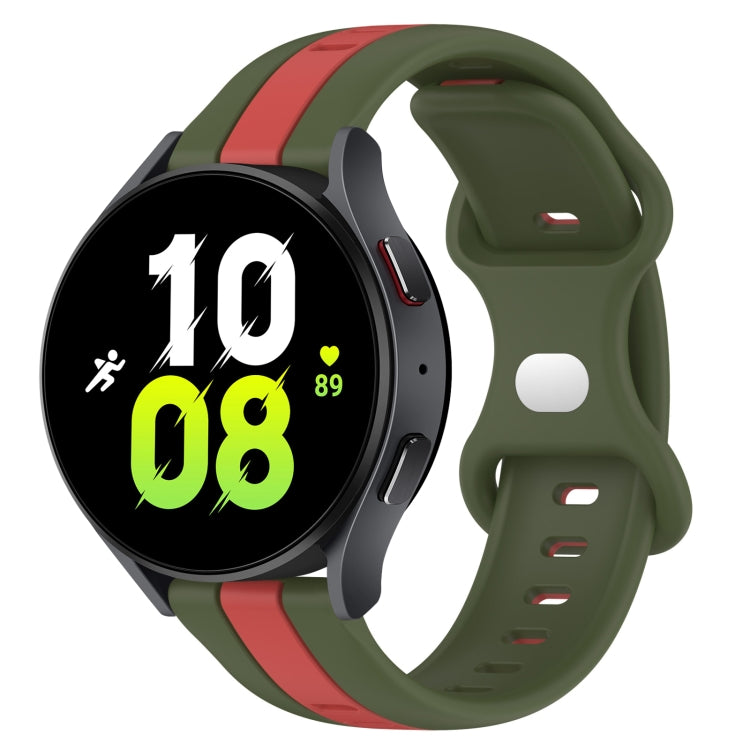 20mm Butterfly Buckle Two-Color Silicone Watch Band, For Samsung Galaxy Watch5 44mm, For Samsung Galaxy Watch5 40mm