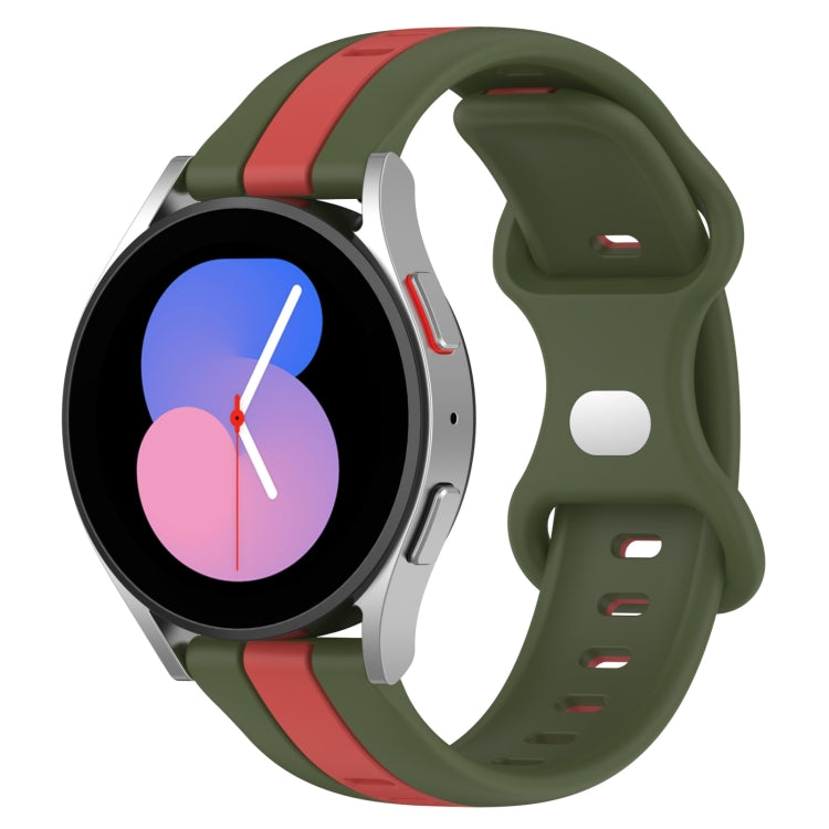 20mm Butterfly Buckle Two-Color Silicone Watch Band, For Samsung Galaxy Watch5 44mm, For Samsung Galaxy Watch5 40mm
