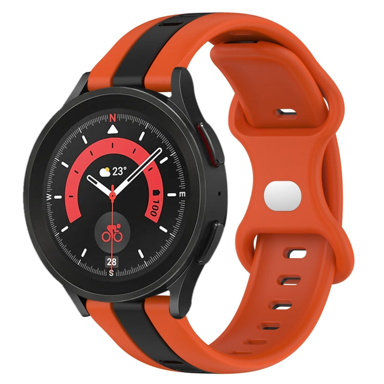 20mm Butterfly Buckle Two-Color Silicone Watch Band, For Samsung Galaxy Watch5 Pro 45mm, For Samsung Galaxy Watch4 44mm