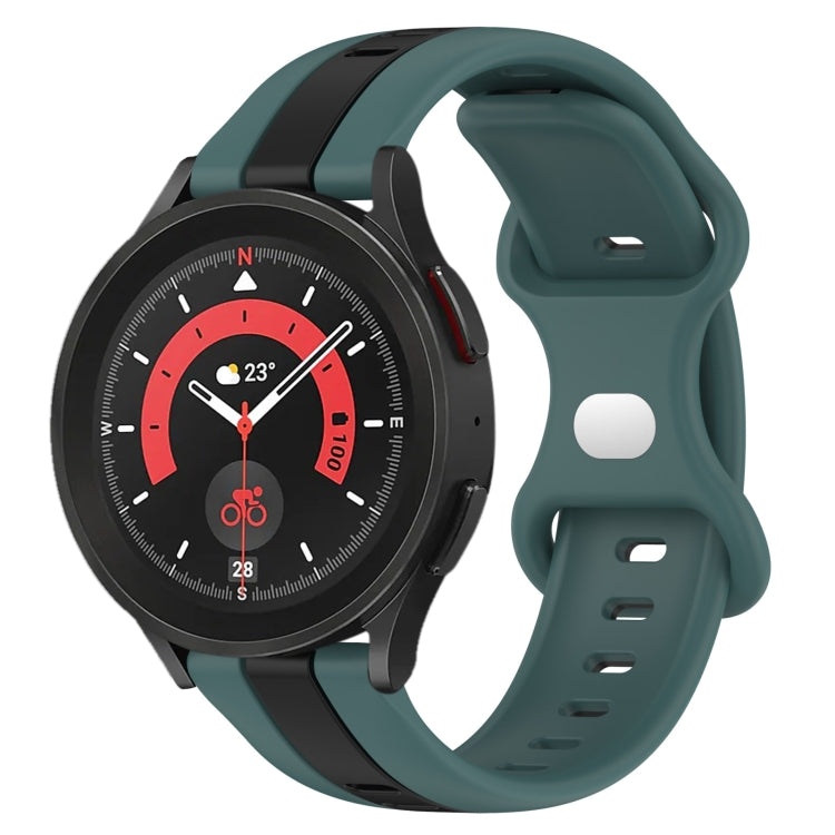 20mm Butterfly Buckle Two-Color Silicone Watch Band, For Samsung Galaxy Watch5 Pro 45mm, For Samsung Galaxy Watch4 44mm
