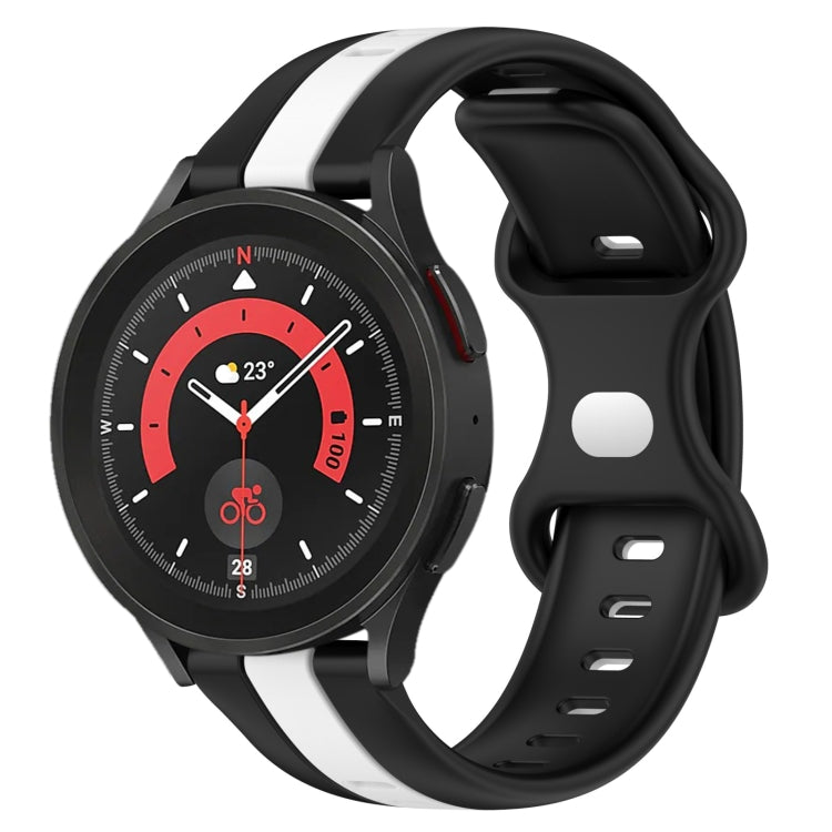 20mm Butterfly Buckle Two-Color Silicone Watch Band, For Samsung Galaxy Watch5 Pro 45mm, For Samsung Galaxy Watch4 44mm