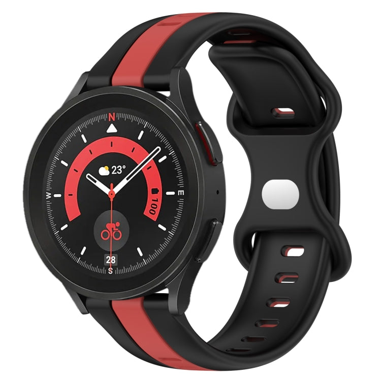 20mm Butterfly Buckle Two-Color Silicone Watch Band, For Samsung Galaxy Watch5 Pro 45mm, For Samsung Galaxy Watch4 44mm