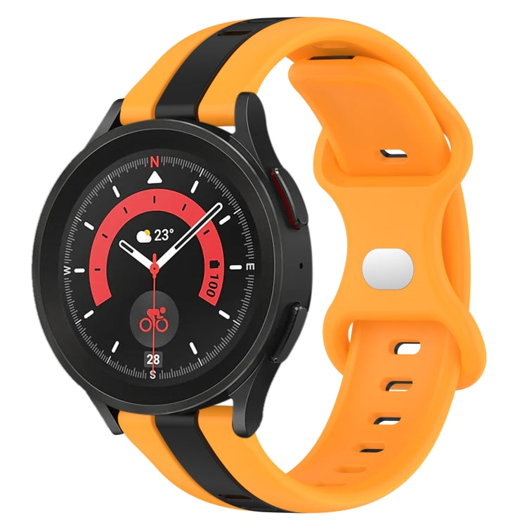 20mm Butterfly Buckle Two-Color Silicone Watch Band, For Samsung Galaxy Watch5 Pro 45mm, For Samsung Galaxy Watch4 44mm