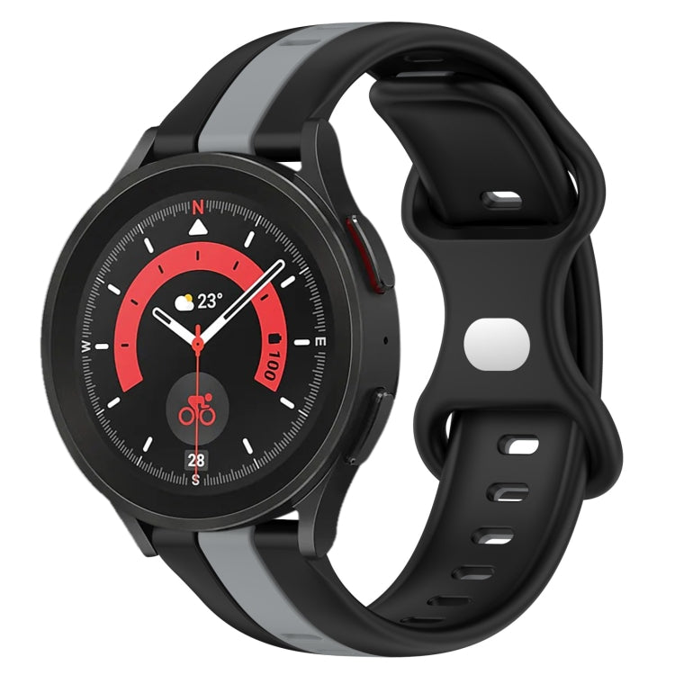 20mm Butterfly Buckle Two-Color Silicone Watch Band, For Samsung Galaxy Watch5 Pro 45mm, For Samsung Galaxy Watch4 44mm