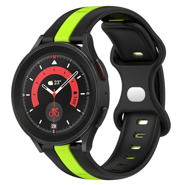 20mm Butterfly Buckle Two-Color Silicone Watch Band, For Samsung Galaxy Watch5 Pro 45mm, For Samsung Galaxy Watch4 44mm