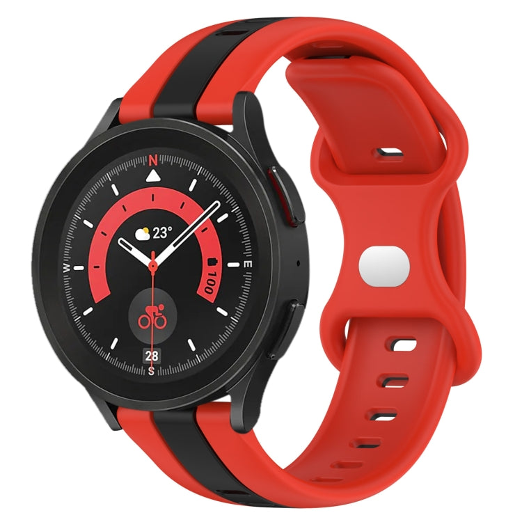 20mm Butterfly Buckle Two-Color Silicone Watch Band, For Samsung Galaxy Watch5 Pro 45mm, For Samsung Galaxy Watch4 44mm