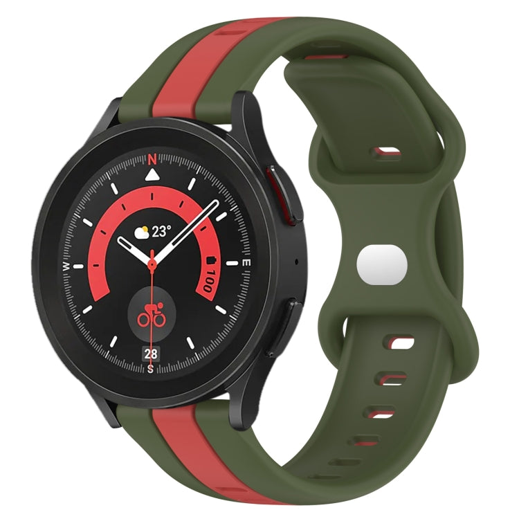 20mm Butterfly Buckle Two-Color Silicone Watch Band, For Samsung Galaxy Watch5 Pro 45mm, For Samsung Galaxy Watch4 44mm
