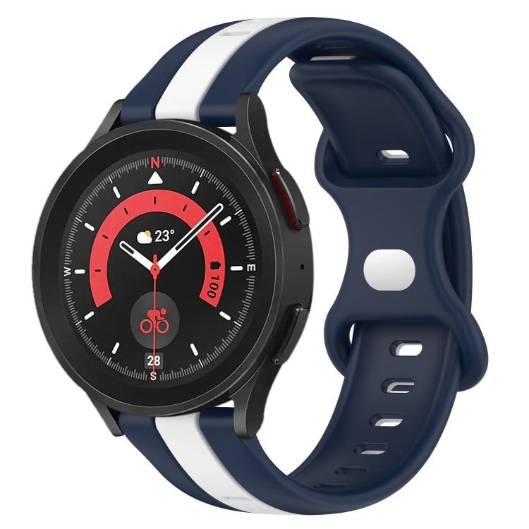 20mm Butterfly Buckle Two-Color Silicone Watch Band, For Samsung Galaxy Watch5 Pro 45mm, For Samsung Galaxy Watch4 44mm