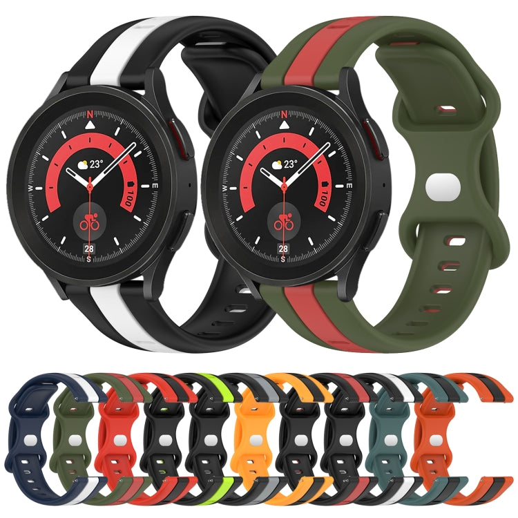 20mm Butterfly Buckle Two-Color Silicone Watch Band, For Samsung Galaxy Watch5 Pro 45mm, For Samsung Galaxy Watch4 44mm