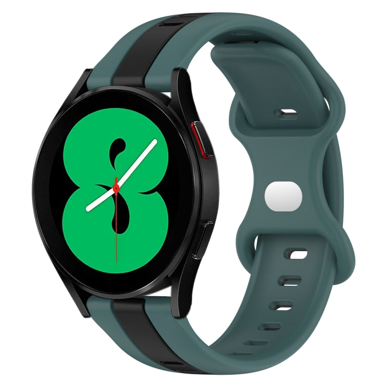 20mm Butterfly Buckle Two-Color Silicone Watch Band, For Samsung Galaxy Watch5 Pro 45mm, For Samsung Galaxy Watch4 44mm
