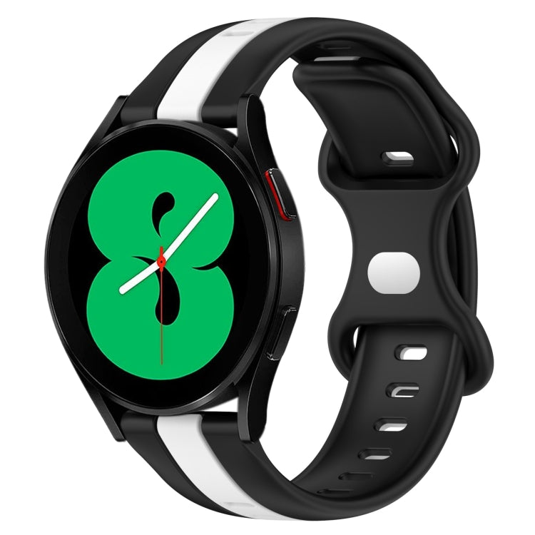 20mm Butterfly Buckle Two-Color Silicone Watch Band, For Samsung Galaxy Watch5 Pro 45mm, For Samsung Galaxy Watch4 44mm