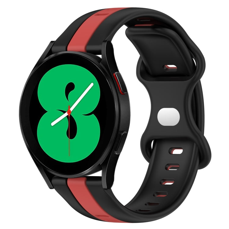 20mm Butterfly Buckle Two-Color Silicone Watch Band, For Samsung Galaxy Watch5 Pro 45mm, For Samsung Galaxy Watch4 44mm