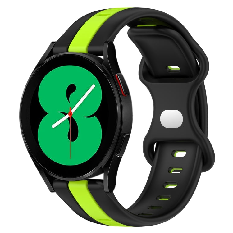 20mm Butterfly Buckle Two-Color Silicone Watch Band, For Samsung Galaxy Watch5 Pro 45mm, For Samsung Galaxy Watch4 44mm