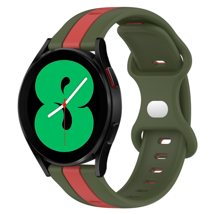 20mm Butterfly Buckle Two-Color Silicone Watch Band, For Samsung Galaxy Watch5 Pro 45mm, For Samsung Galaxy Watch4 44mm