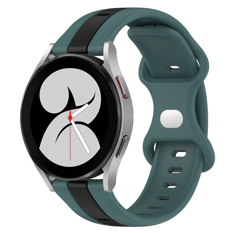 20mm Butterfly Buckle Two-Color Silicone Watch Band, For Samsung Galaxy Watch4 40mm, For Samsung Galaxy Watch 4 Classic 42mm