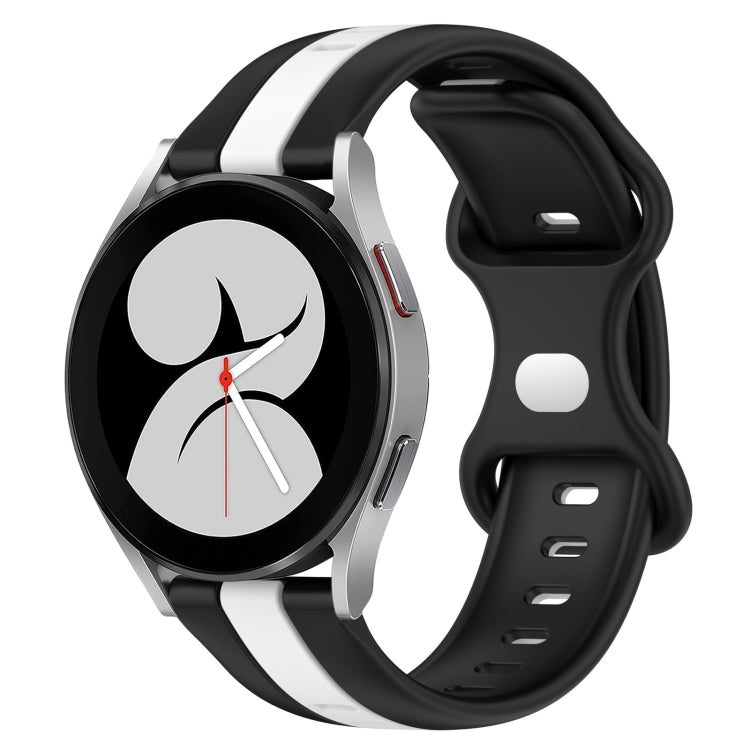 20mm Butterfly Buckle Two-Color Silicone Watch Band, For Samsung Galaxy Watch4 40mm, For Samsung Galaxy Watch 4 Classic 42mm