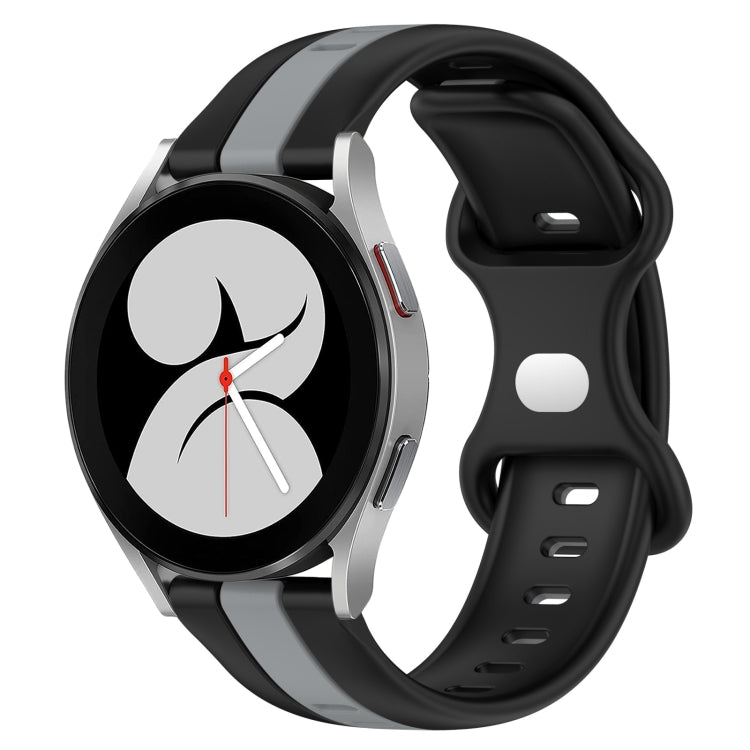 20mm Butterfly Buckle Two-Color Silicone Watch Band, For Samsung Galaxy Watch4 40mm, For Samsung Galaxy Watch 4 Classic 42mm