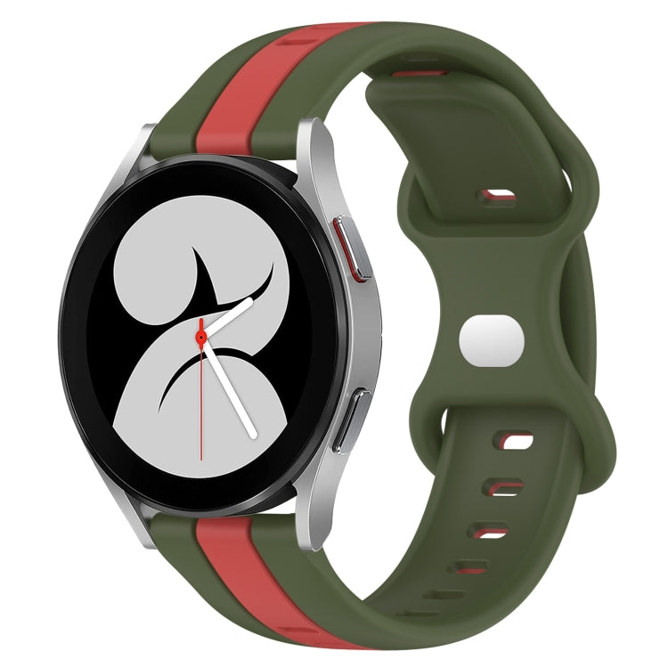 20mm Butterfly Buckle Two-Color Silicone Watch Band, For Samsung Galaxy Watch4 40mm, For Samsung Galaxy Watch 4 Classic 42mm