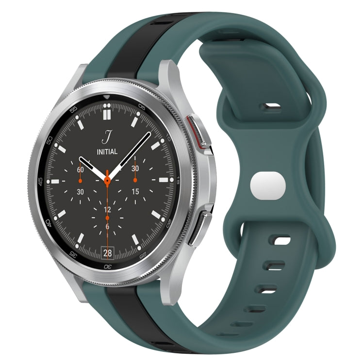 20mm Butterfly Buckle Two-Color Silicone Watch Band, For Samsung Galaxy Watch 4 Classic 46mm, For Samsung Galaxy Watch Active 2 40mm