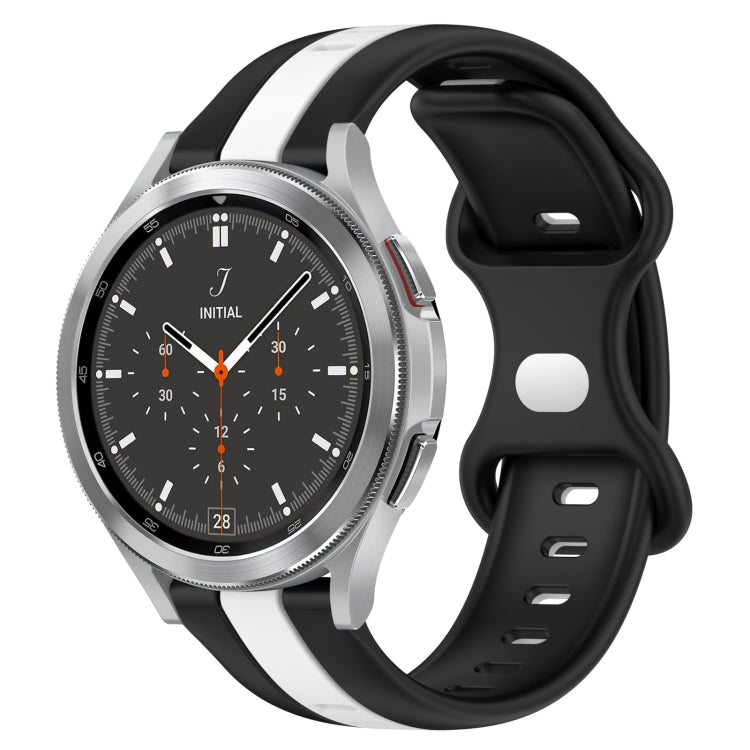 20mm Butterfly Buckle Two-Color Silicone Watch Band, For Samsung Galaxy Watch 4 Classic 46mm, For Samsung Galaxy Watch Active 2 40mm