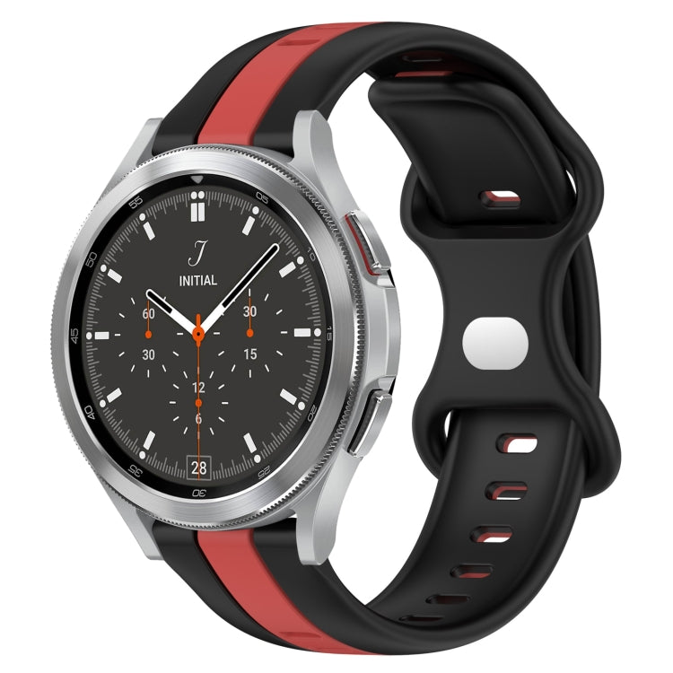 20mm Butterfly Buckle Two-Color Silicone Watch Band, For Samsung Galaxy Watch 4 Classic 46mm, For Samsung Galaxy Watch Active 2 40mm
