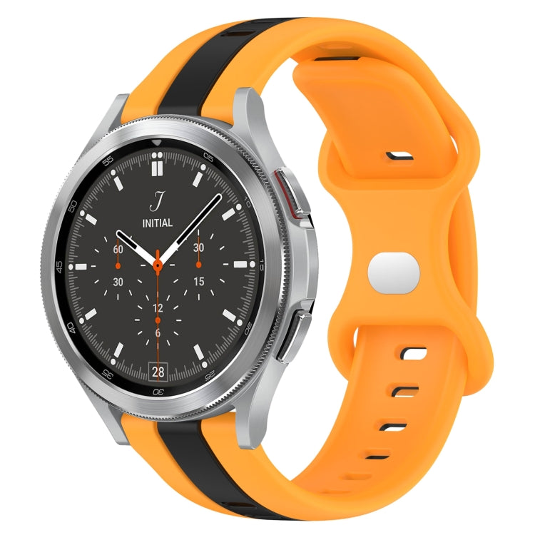 20mm Butterfly Buckle Two-Color Silicone Watch Band, For Samsung Galaxy Watch 4 Classic 46mm, For Samsung Galaxy Watch Active 2 40mm