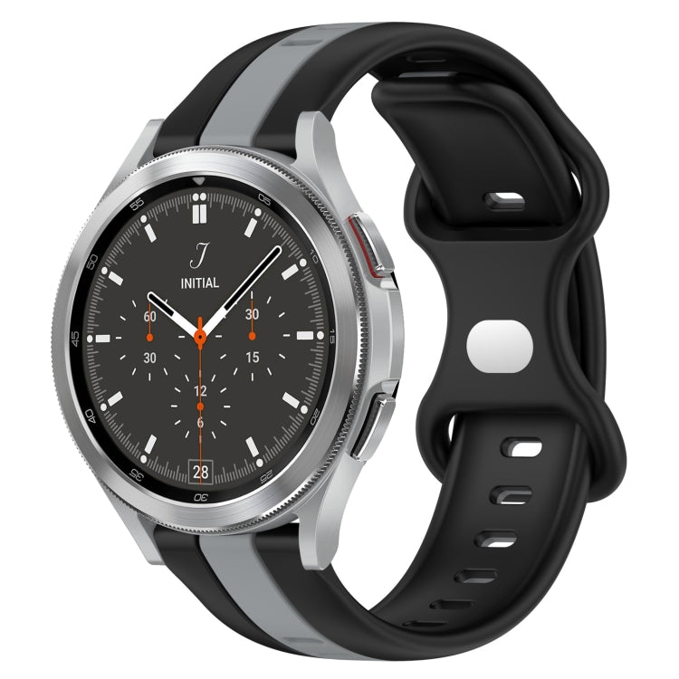 20mm Butterfly Buckle Two-Color Silicone Watch Band, For Samsung Galaxy Watch 4 Classic 46mm, For Samsung Galaxy Watch Active 2 40mm