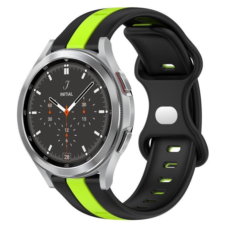 20mm Butterfly Buckle Two-Color Silicone Watch Band, For Samsung Galaxy Watch 4 Classic 46mm, For Samsung Galaxy Watch Active 2 40mm