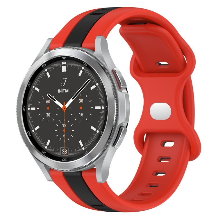 20mm Butterfly Buckle Two-Color Silicone Watch Band, For Samsung Galaxy Watch 4 Classic 46mm, For Samsung Galaxy Watch Active 2 40mm