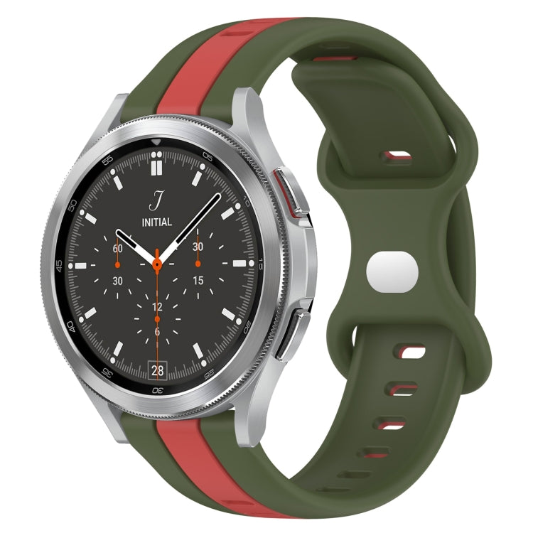20mm Butterfly Buckle Two-Color Silicone Watch Band, For Samsung Galaxy Watch 4 Classic 46mm, For Samsung Galaxy Watch Active 2 40mm
